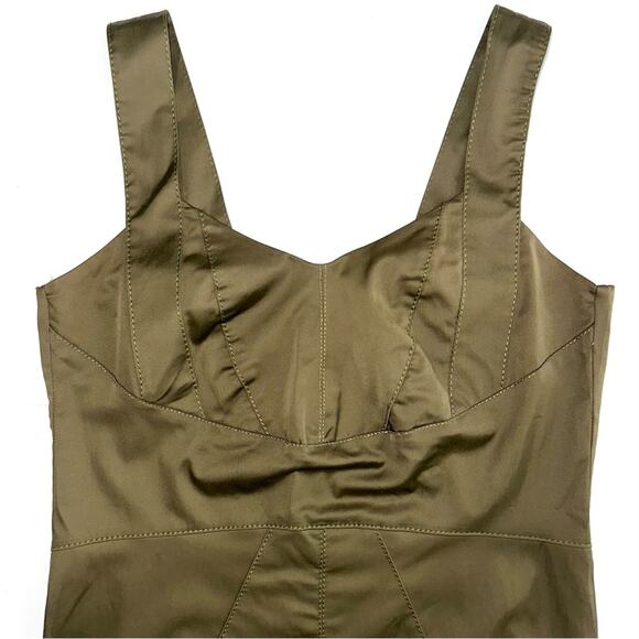 D. Exterior Made in Italy Olive Green Sheath Dress Size XS - Picture 3 of 14
